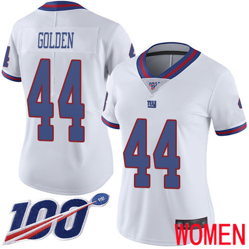 Women New York Giants #44 Markus Golden Limited White Rush Vapor Untouchable 100th Season Football NFL Jersey->women nfl jersey->Women Jersey